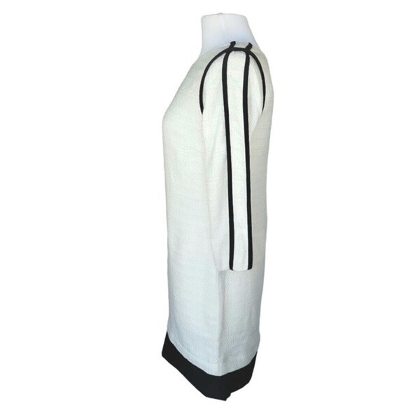 Wells Grace Women's White With Black Trim Glitter Tweed Sheath Dress Size S NWT - Picture 3 of 12